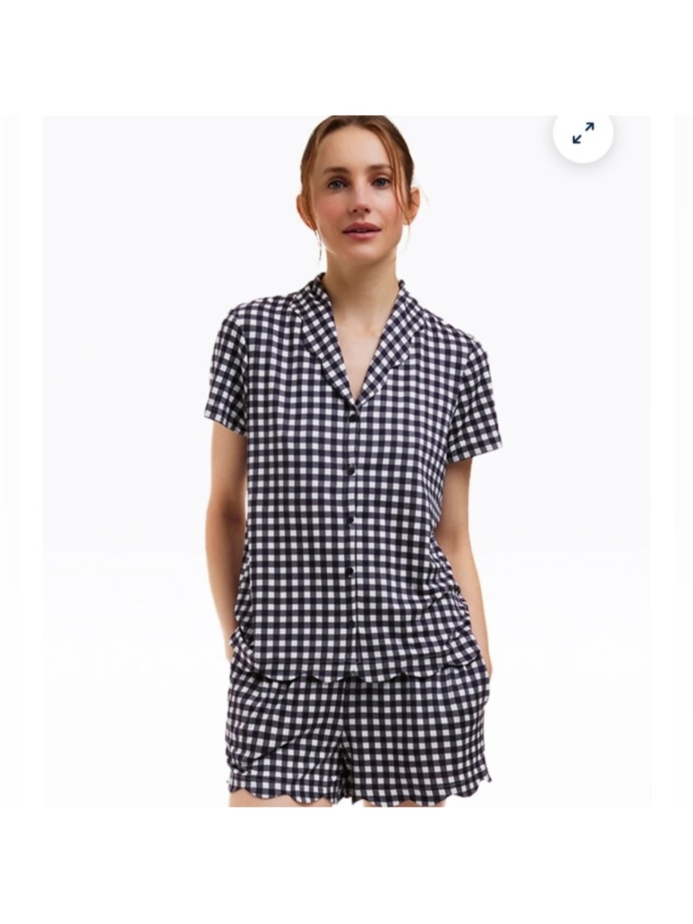 NWT Pact Flannel Black & White Gingham Short Pajama Set-Large